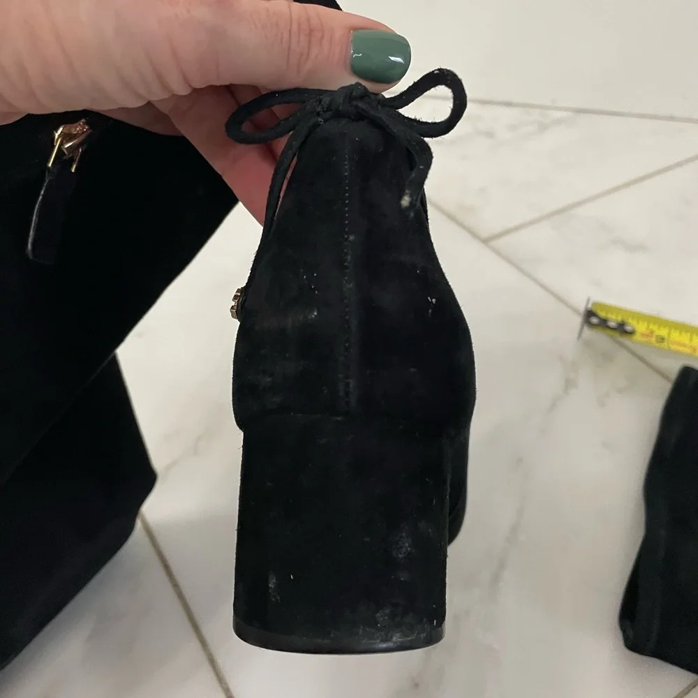 Tory Burch 41621 Black Over The Knee Suede Leather Laila Block Heel Boots size 8 - Picture 11 of 16